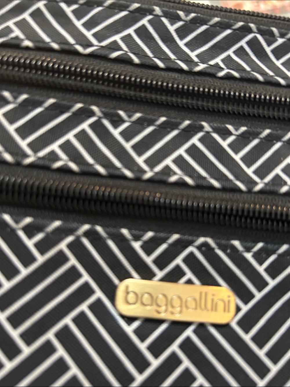 Baggallini Black & White Patterned Triple-Zip Pouch - Picture 4 of 4